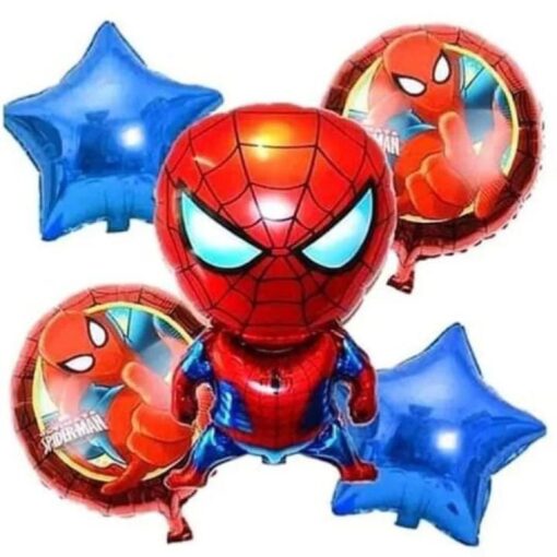 Character Foil Balloon, Spiderman, Inspire Smiles, Cartton Balloon Set (5 Pcs) For Birthday Decoration